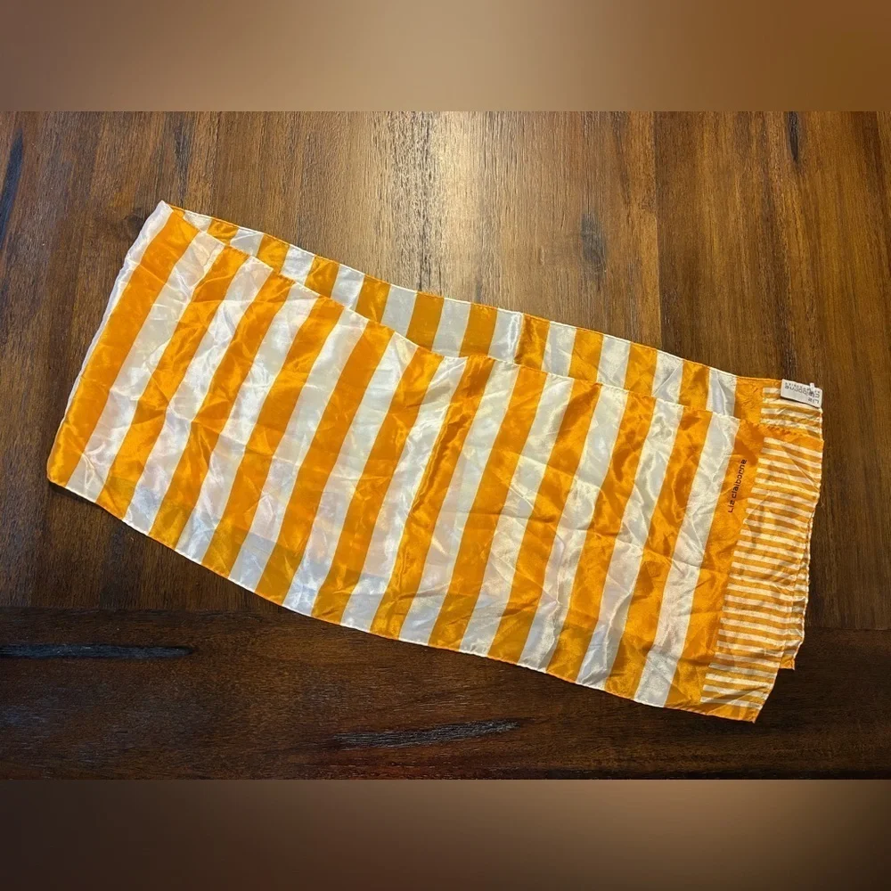 Liz Claiborne Silk Orange and White Striped Scarf